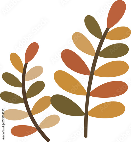 Autumnal Leaves Illustration on Black Background