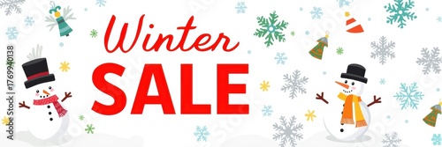 Exciting christmas sale banner for winter discounts on holiday items in festive environment