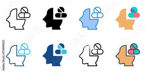 Addiction icon set multiple style collection 
