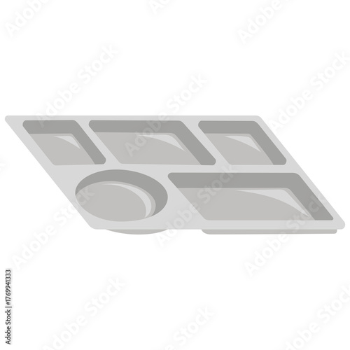 Food Tray School Lunch Stainless Steel Illustration