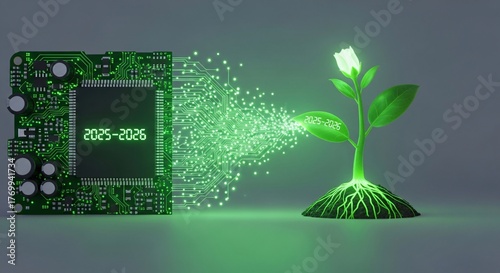 Eco Financial Circuit Illustration, Green Investment Concept Vector, Professional Stock Image