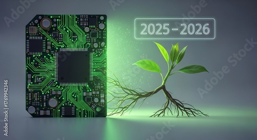 Eco Financial Circuit Illustration, Green Investment Concept Vector, Professional Stock Image