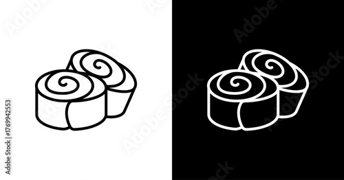 Cinnamon Roll White Icon Set Design