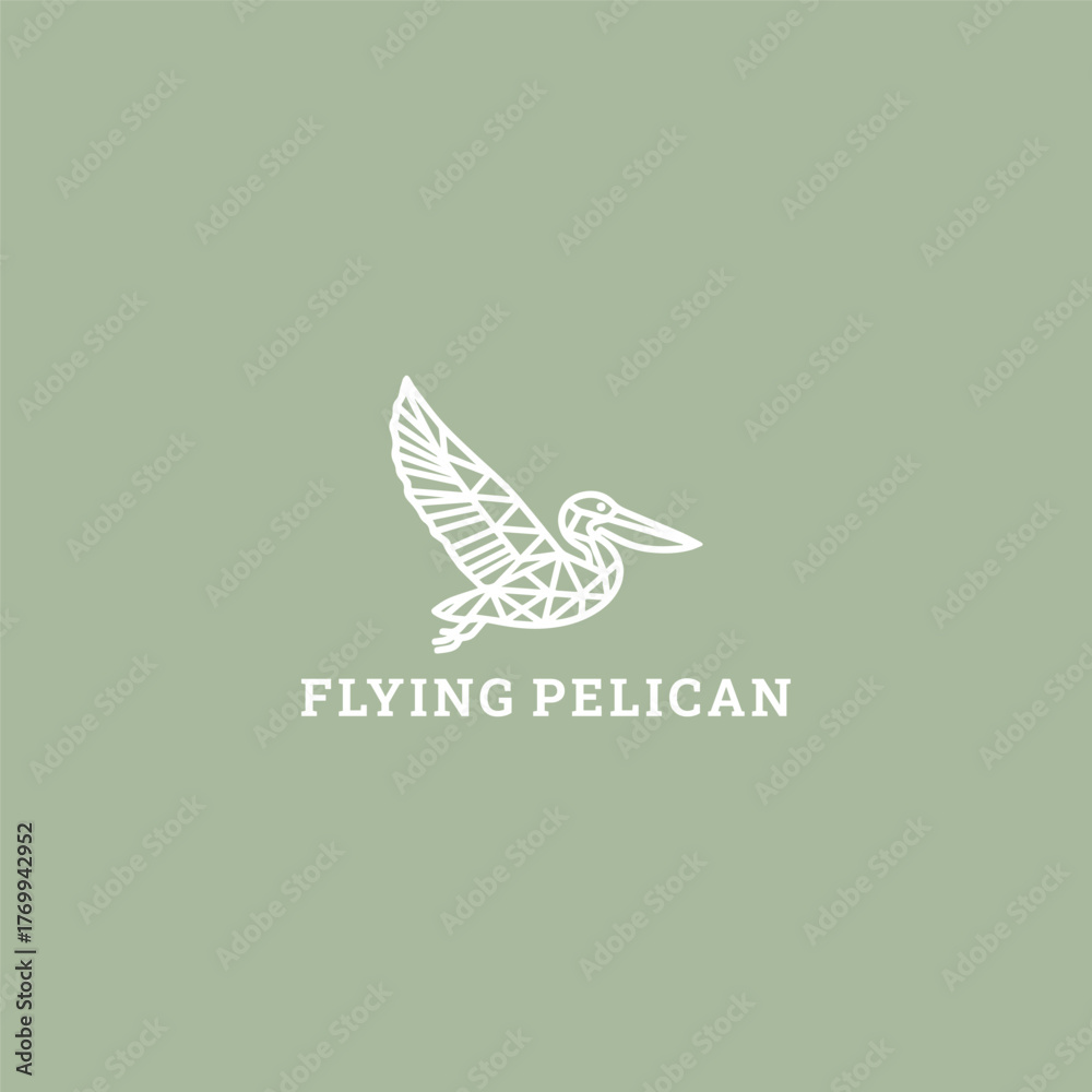 Fototapeta premium Flying pelican logo style icon design template vector illustration