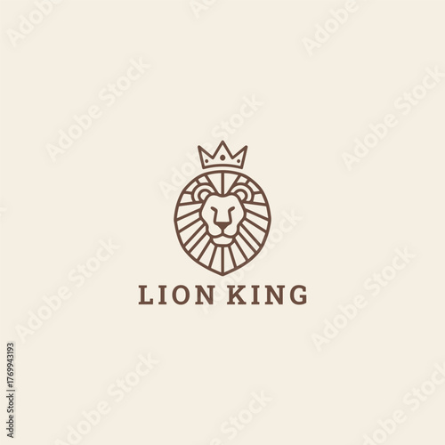 Lion king logo style icon design template vector illustration