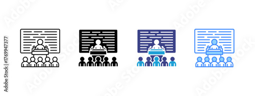 Seminar   icon set multiple style collection