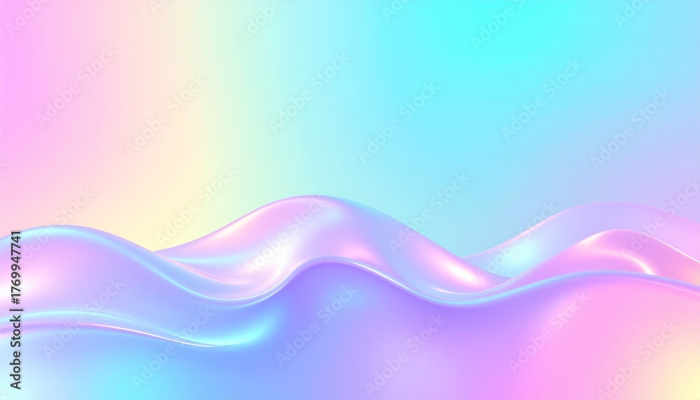 Fototapeta premium Liquid Iridescent Surface with Soft Blue and Pink Glow