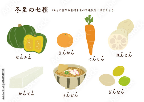 冬至の七種のイラストセット