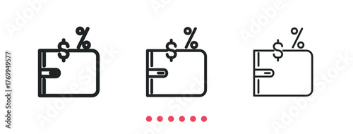 Wallet icon. Thin line icon vector