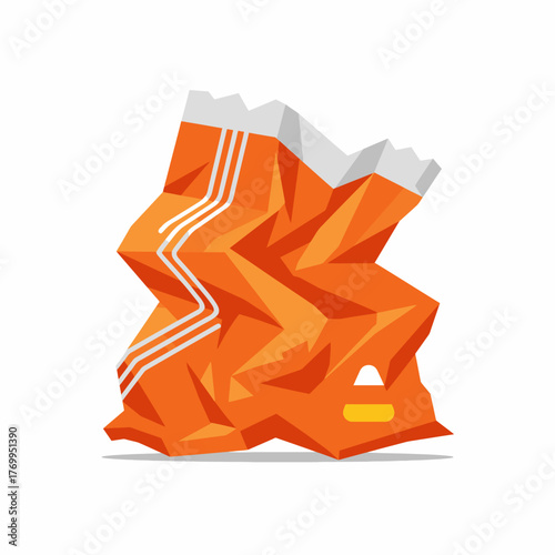 This vibrant orange crumpled candy wrapper, discarded after enjoying a sweet treat, features distinctive white stripes and a subtle candy corn icon.