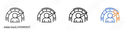 Performance vector outline icon set with line weight and two color variation. Ideal for productivity measurement, HR evaluation, and growth tracking