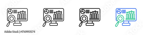 Monitoring vector outline icon set with line weight and two color variation. Ideal for data tracking, dashboard control, and performance observation