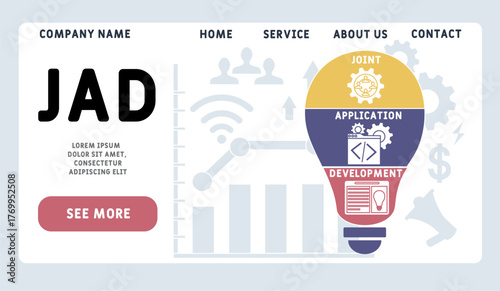 JAD - Joint Application Development acronym. business concept background. vector illustration concept with keywords and icons. lettering illustration with icons for web banner, flyer, landing