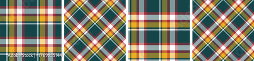 Christmas tartan pattern set.checkered fabric texture background.