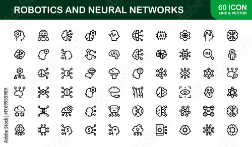 Robotics and Neural Networks icons showing artificial intelligence, automation, and machine learning concept