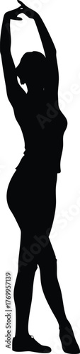 Silhouette of Woman Reaching with Raised Arms