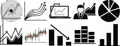Essential collection of business charts and financial graphs for data analysis and corporate presentations