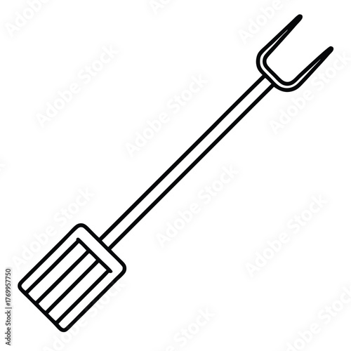 Pitchfork hay fork line art vector icon tool agriculture