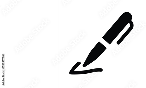 Pen signature flat vector icon symbol isolated white background