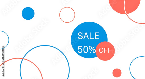 Bold Minimalism Sale 50% Off - Eye-Catching Graphic with Abstract Circles for Your Next Promotion