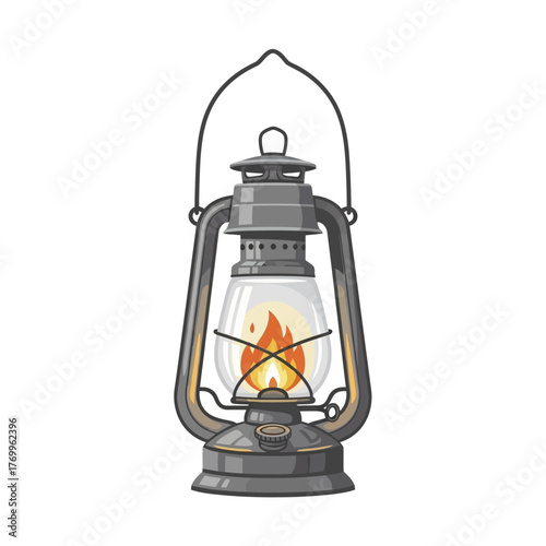 Vintage lantern with a bright flame illuminating the darkness beautifully.