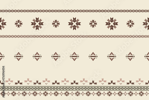 Ethnic Aztec abstract geometric oriental traditional embroidery seamless pattern. Native geometry decorative design for fabric, clothing, border decor, interior, wallpaper, background, texture, print