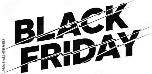 Bold typographic design for a major annual sales event with a slashed effect, symbolizing deep discounts and retail promotions