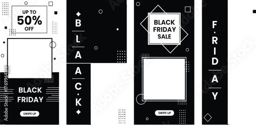 Black Friday Social Media Templates Modern Designs for Sales and Promotions with Customizable Spaces