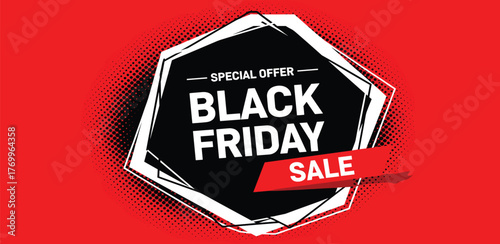 Black Friday Sale Special Offer Promotional Graphic with Bold Typography and Dynamic Design Elements