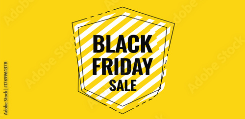 Black Friday Sale Announcement with Modern Geometric Graphic on Yellow Background