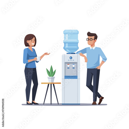 Colleagues Chatting by the Office Water Cooler.