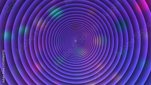  Lens ripple radial rings background, glossy concentric purple and blue circles with neon glow and depth, abstract vortex focus effect for tech wallpapers, banners, posters, and web headers