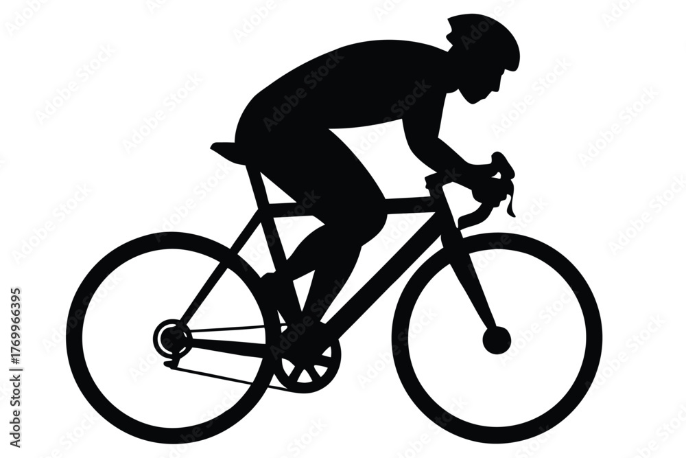 Fototapeta premium Silhouette of a cyclist riding a bicycle