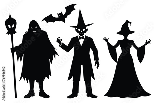 Silhouette of halloween characters