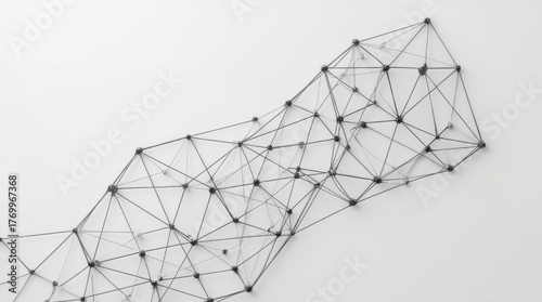 Dynamic abstract network of connected points and lines on a clean white background