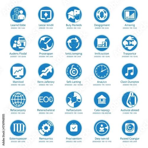 Modern business icons set for digital marketing, finance, and technology projects