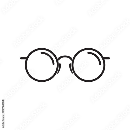Black Round Glasses Line Icon