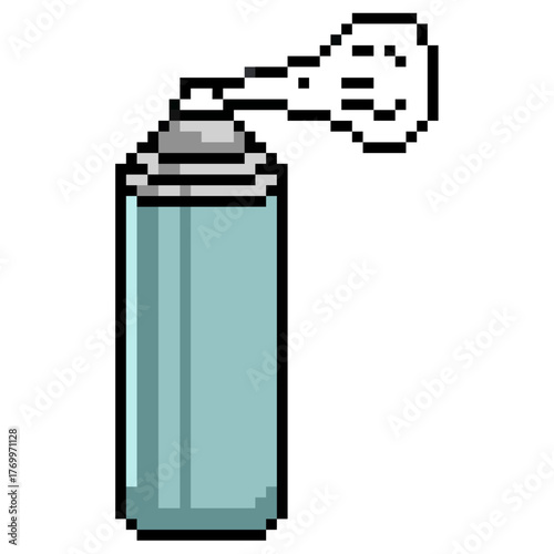 Pixel can spray vector. Ideal for graffiti, street art, and vandalism game themes. This digital graphic is perfect for retro game or 8-bit design projects and assets related to aerosol paint.