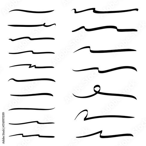 Set of Artistic Hand Drawn Ink Brush Strokes for Design Elements