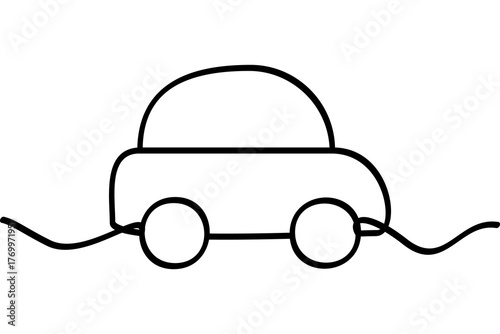 Car illustration with continuous line design. Interesting abstract line art design.