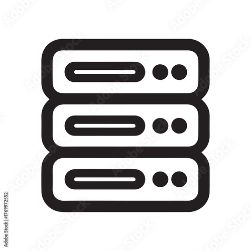 Isolated Server Stack Black and White Icon