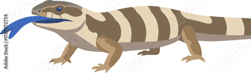 Simple Flat Style Blue Tongued Skink Reptile Graphic Illustration