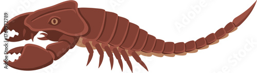 Stylized Illustration of a Brown Jaekelopterus Rhenaniae Eurypterid Sea Scorpion Creature