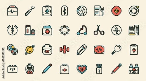 Dynamic medical icons collection for healthcare, research, and wellness projects