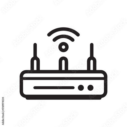 Router Icon With Antenna For Wireless