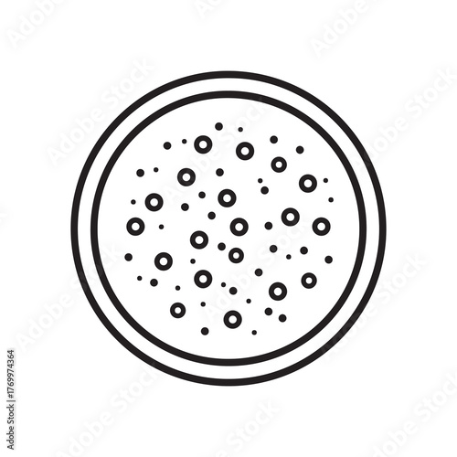 Round petri dish with culture outline
