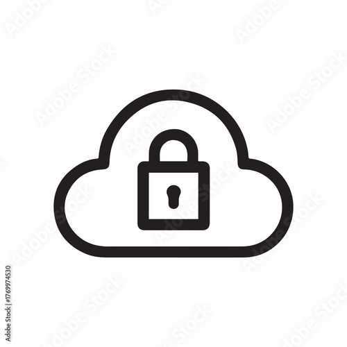 Secure Cloud Storage Outline Black Icon