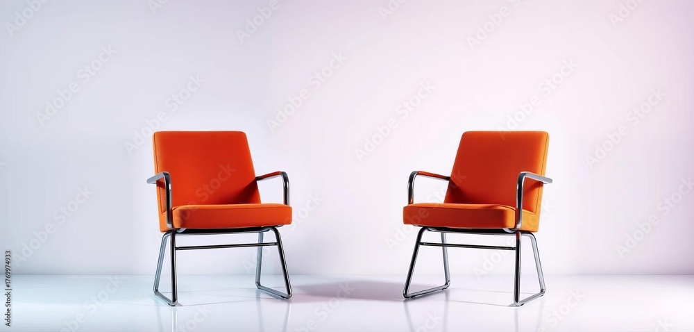 Obraz premium Two chairs positioned directly behind each other, back, structure