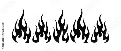 Flame fire border frame silhouette vector illustration