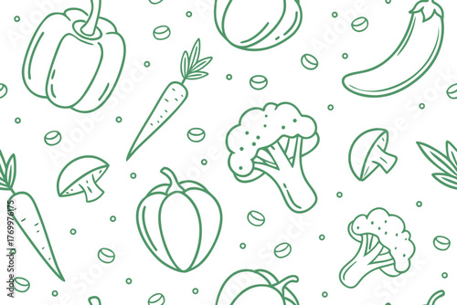 Background. Eat healthy. Vector vegetables icons. Seamless texture.